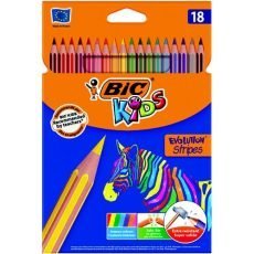 BIC KIDS COLOR PENCILS EVOL.STRIPES 18x PCS - ASSORTED