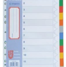 LION A4 PLASTIC DIVIDER 0.13mm COLOURS 12 TAB